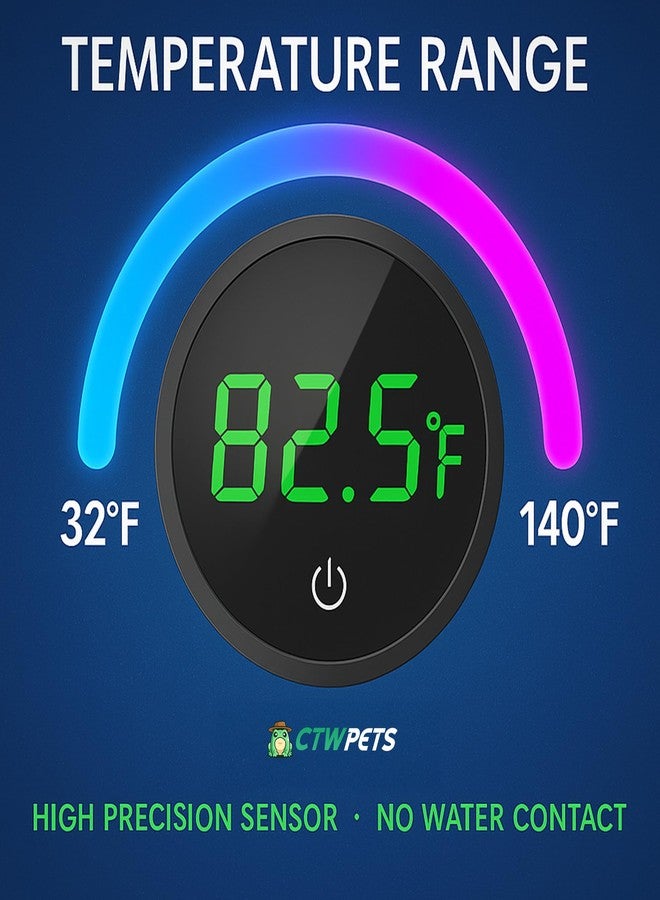 CTWPets Digital Fish Tank Thermometer, LED Display, ±0.9°F Accuracy, for Aquarium, Fish, Axolotl, Turtle - Image 3